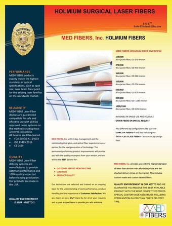 holmium surgical laser fibers, surgical fibers
