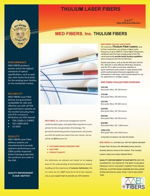 thulium medical fibers, thulium medical laser fibers