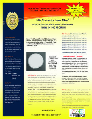 thulium laser fibers, 100 micron thulium surgical laser fibers, thulium medical fibers