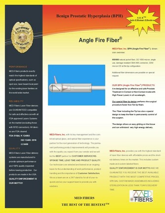 angle fire fiber medical laser fibers, medical fibers