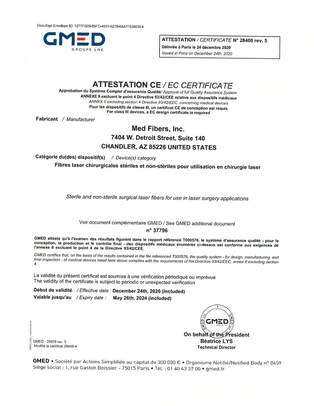 surgical laser fibers CE certificate, surgical fibers